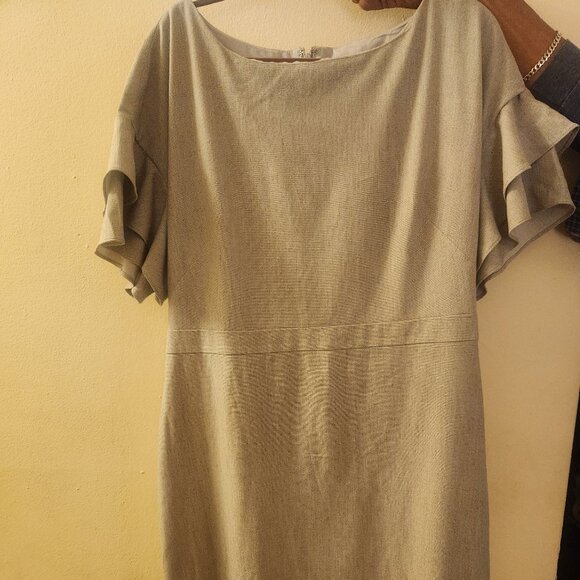 Banana Republic Dress with Layered Sleeves Light Gray Long Women's Size 18 - Picture 1 of 10